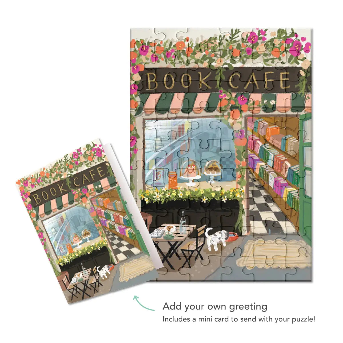 Puzzle Greeting Card - Book Café - Inklings Paperie