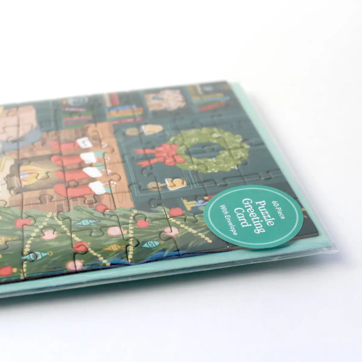 Christmas Puzzle Greeting Card - Cozy Fireplace - Inklings Paperie