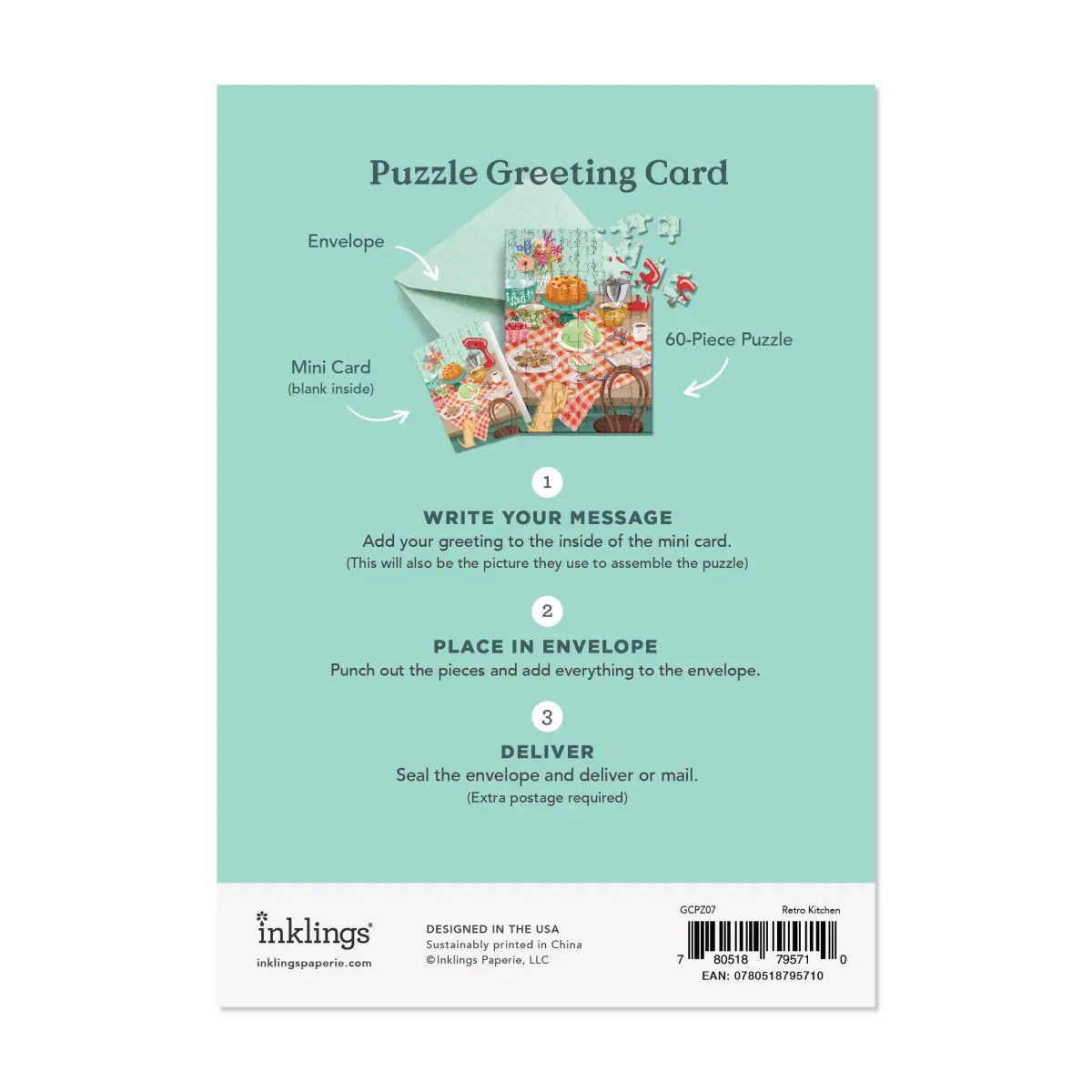 Puzzle Greeting Card - Retro Kitchen - Inklings Paperie