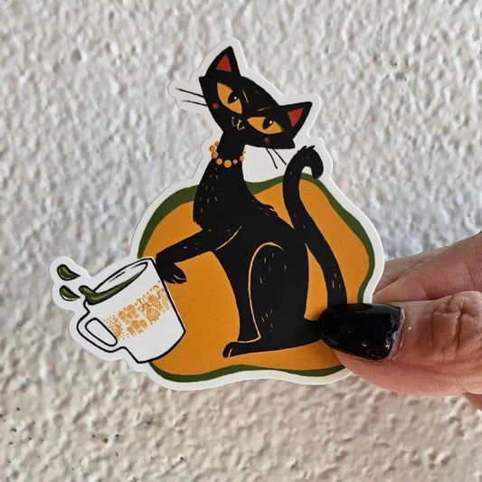 Pyrex Cat Sticker - Pumpkin Butterprint for Halloween - JoRetro