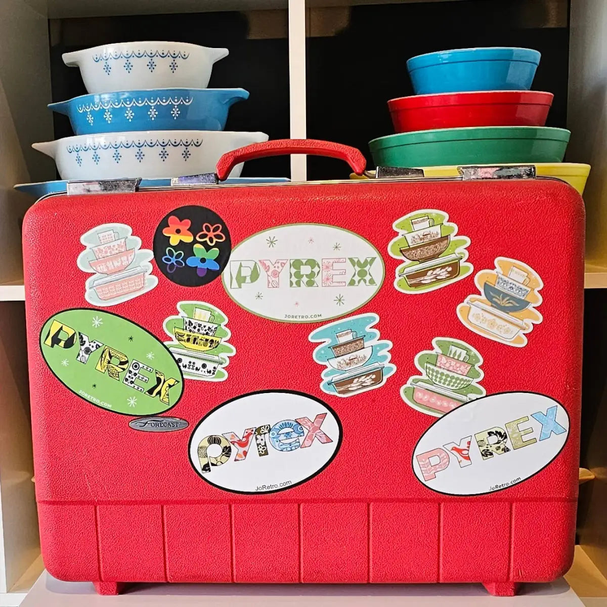 Pyrex Sticker - Butterfly Gold Bowl Stack - JoRetro