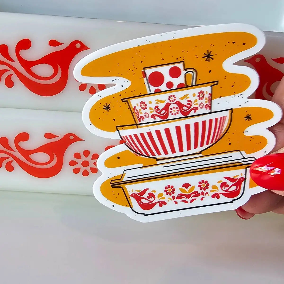 Pyrex Sticker - Friendship Bowl Stack - JoRetro