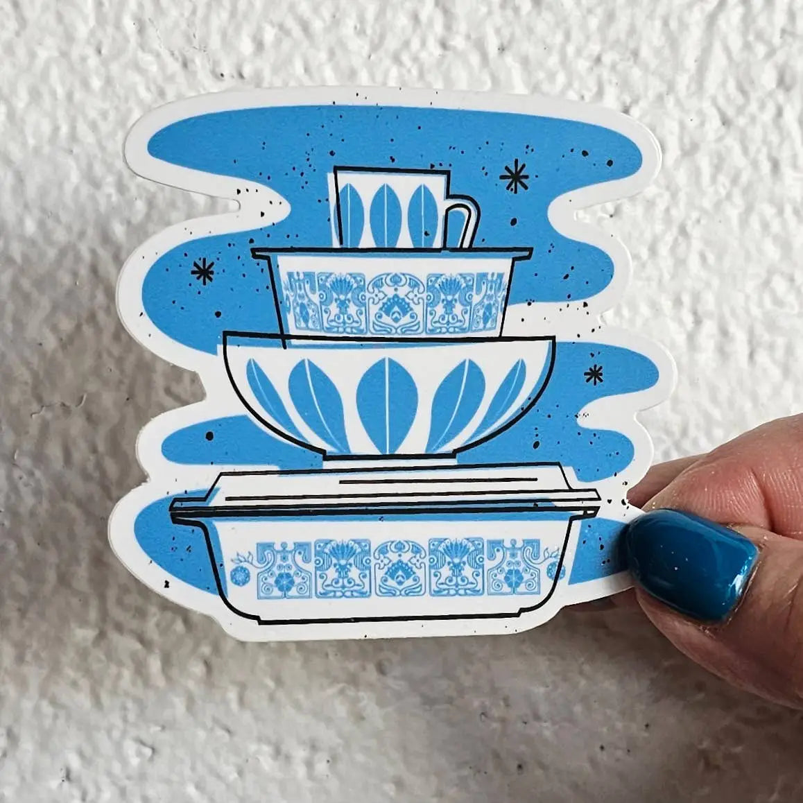 Pyrex Sticker - Horizon Blue Bowl Stack - JoRetro