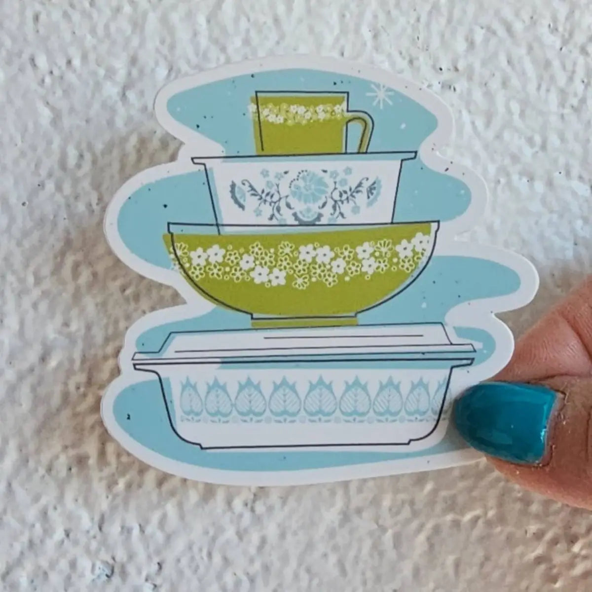 Pyrex Sticker - Spring Blossom Bowl Stack - JoRetro