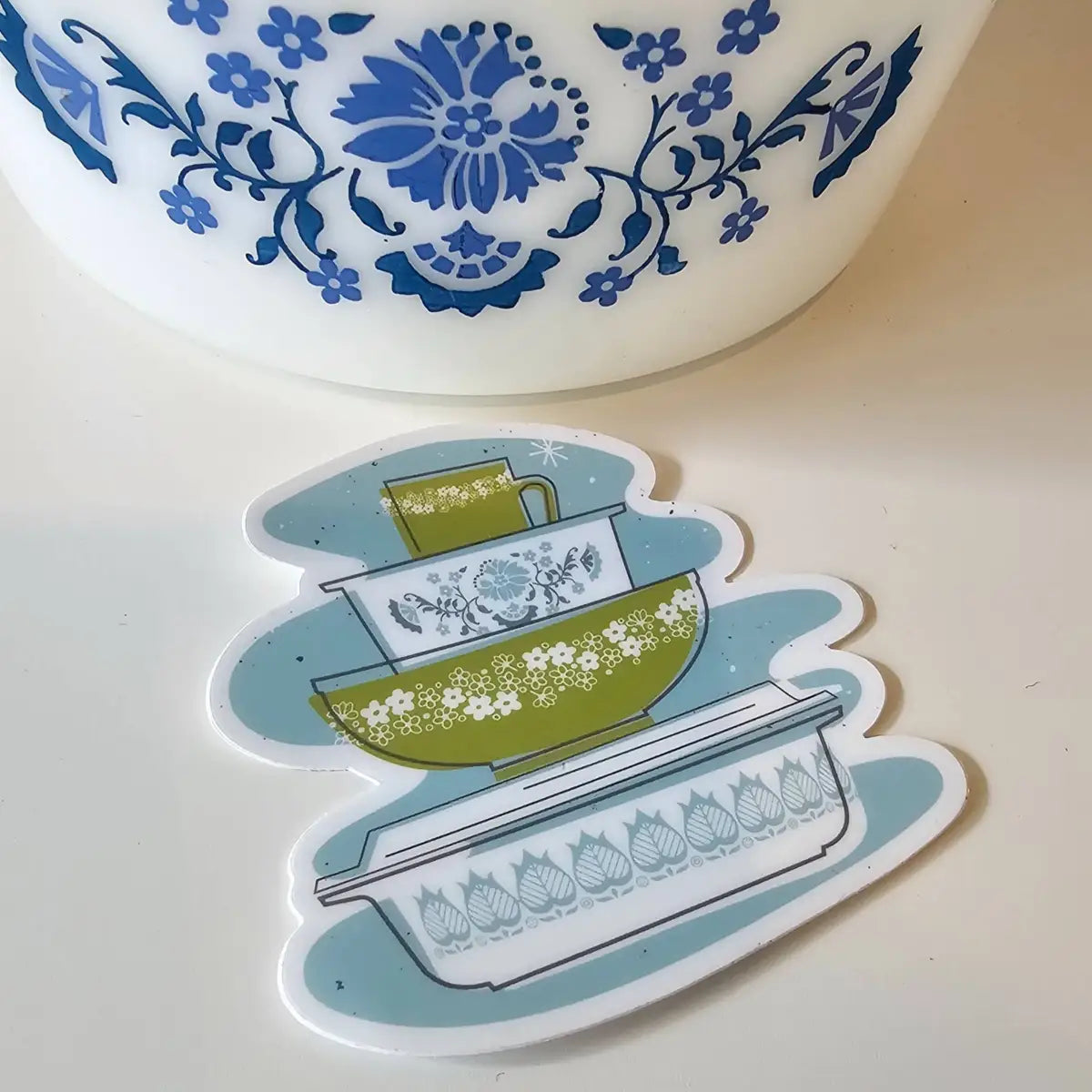 Pyrex Sticker - Spring Blossom Bowl Stack - JoRetro