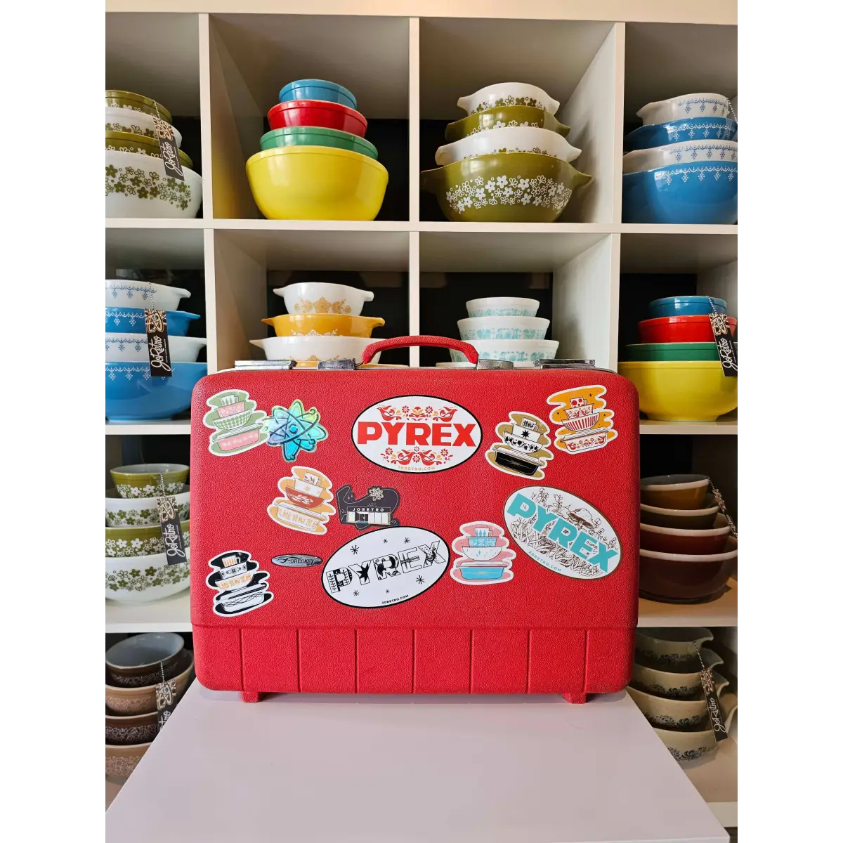 Pyrex Sticker - Turquoise Starburst Bowl Stack - JoRetro