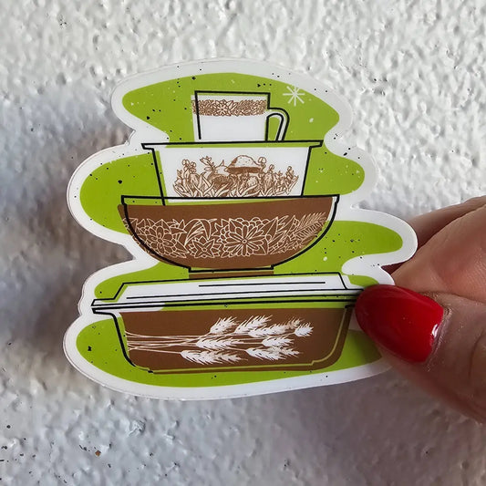 Pyrex Sticker - Woodland Bowl Stack - JoRetro