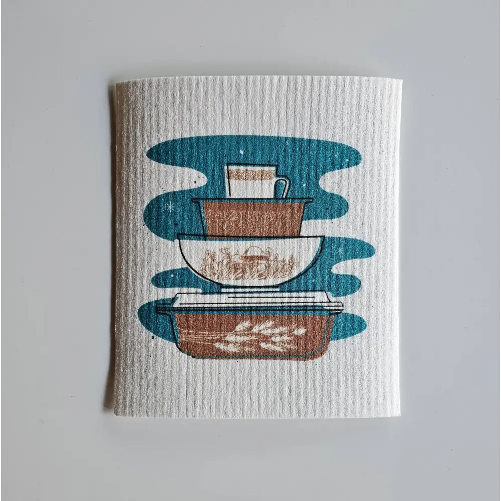 Pyrex Swedish Dishcloth - Forest Fancies Bowl Stack - JoRetro