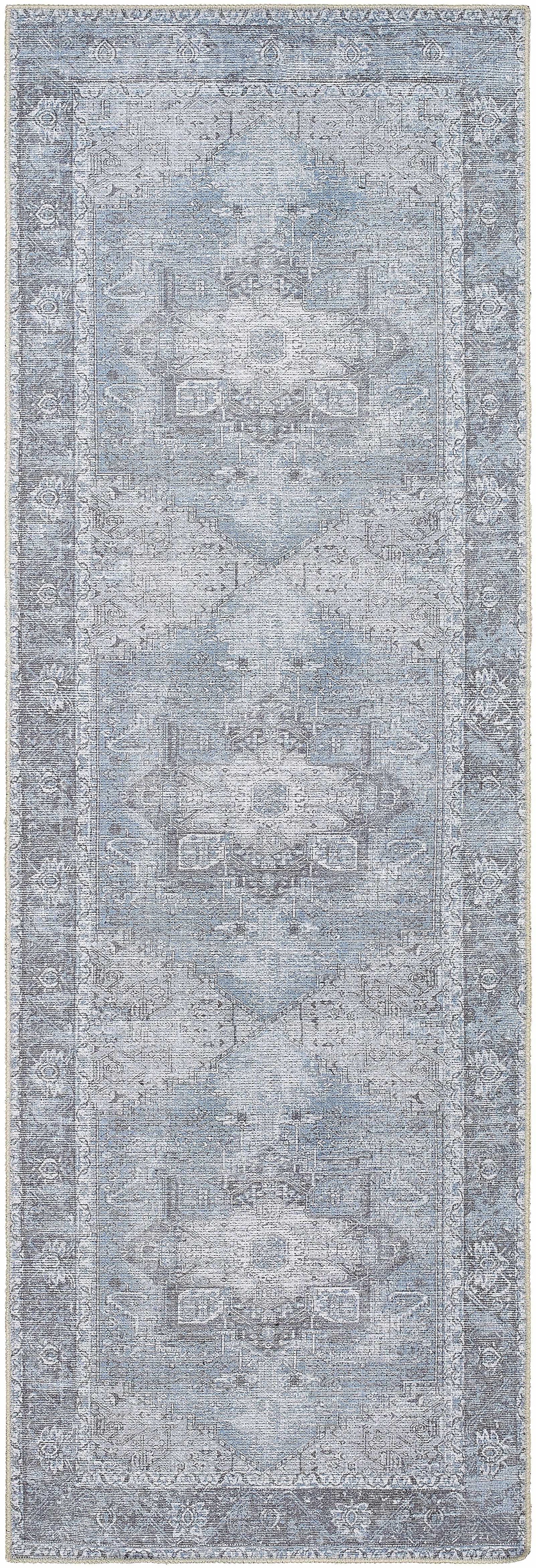 Tapis lavable bleu glacier Rosman 