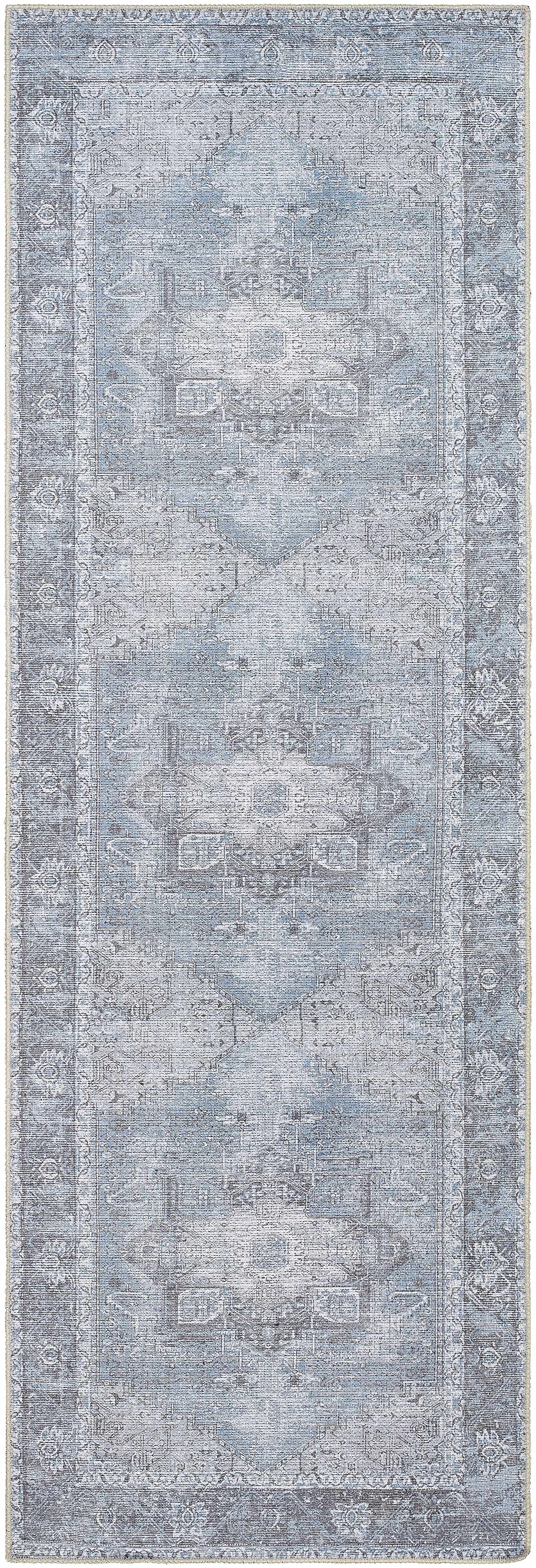 Rosman Ice Blue Washable Rug - * 2’7’’ x 7’10’’ Runner - Boutique Rugs