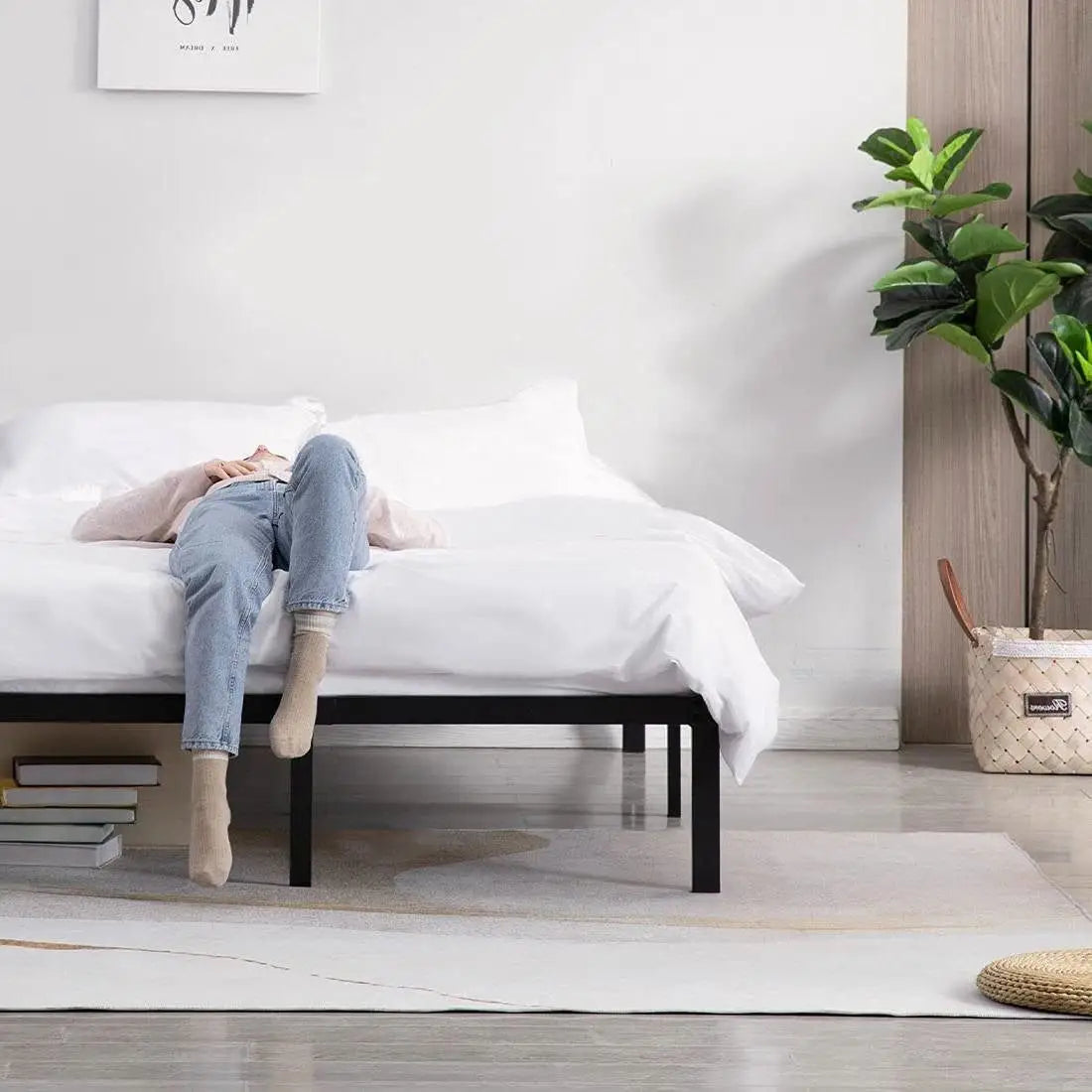 Queen Heavy Duty Metal Platform Bed Frame with Wood Slats 3,500 lbs Weight Limit - HomePacific