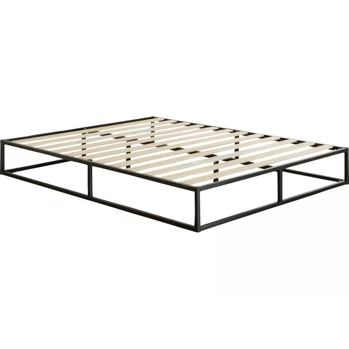 Queen size 10-inch Low Profile Modern Metal Wood Slat Platform Bed Frame - HomePacific