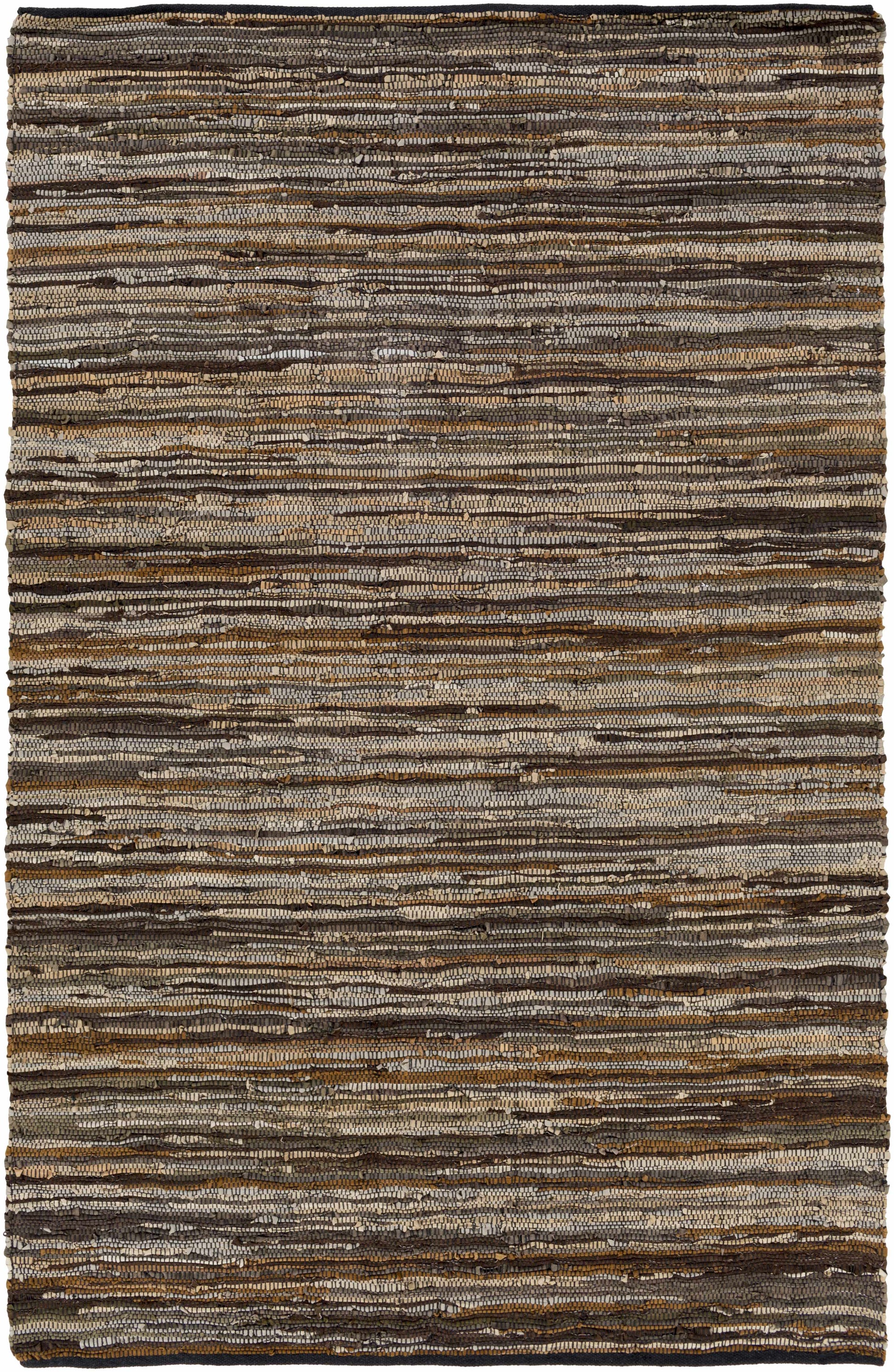 Brown Leather Woven Area Rug - 5’ x 7’6’’ Rectangle - Boutique Rugs