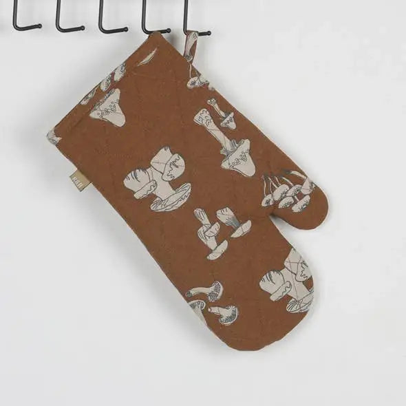 Quilted Oven Glove - Brown Mushrooms - Raine & Humble