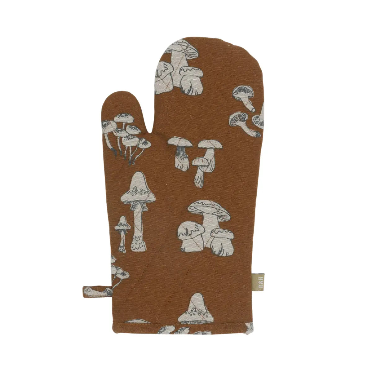 Quilted Oven Glove - Brown Mushrooms - Raine & Humble