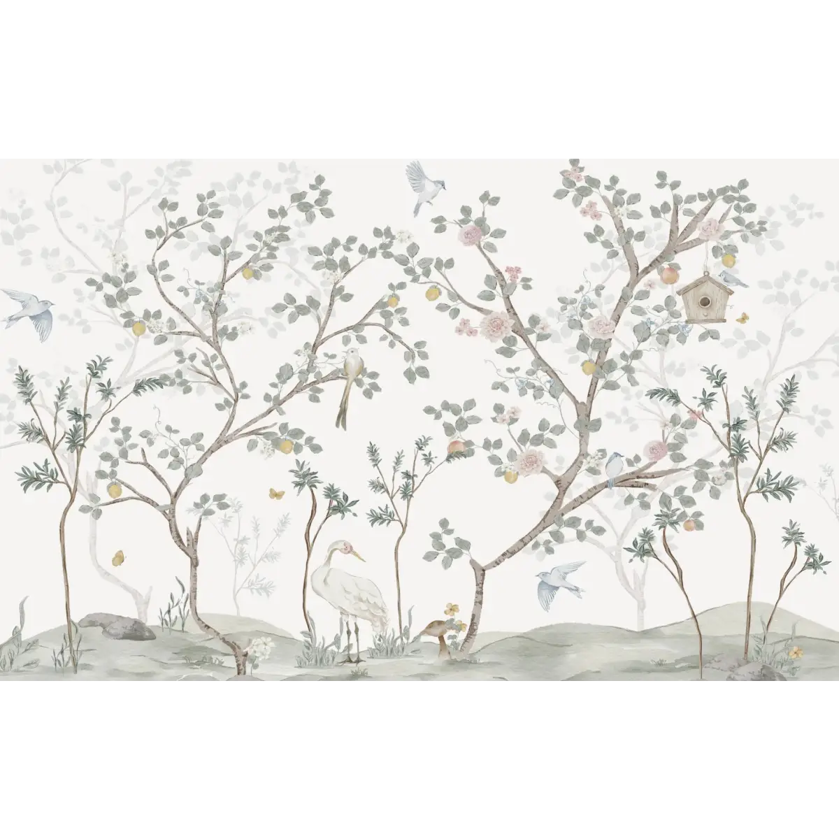 Quinlan Wallpaper - Trees and Birds for Baby - Loomwell Home Goods