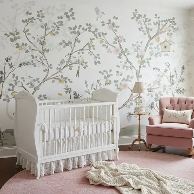 Quinlan Wallpaper - Trees and Birds for Baby - Loomwell Home Goods