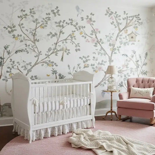 Quinlan Wallpaper - Trees and Birds for Baby - Loomwell Home Goods