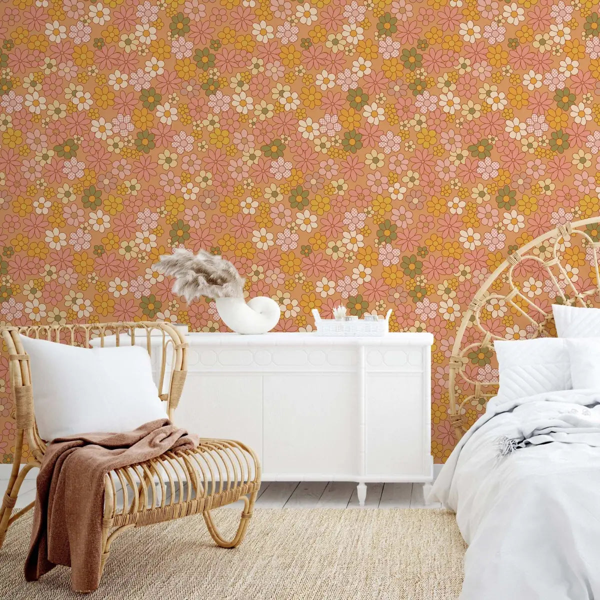 Quinny Wallpaper - Mod Flowers - by Thread Mama - Loomwell Home Goods