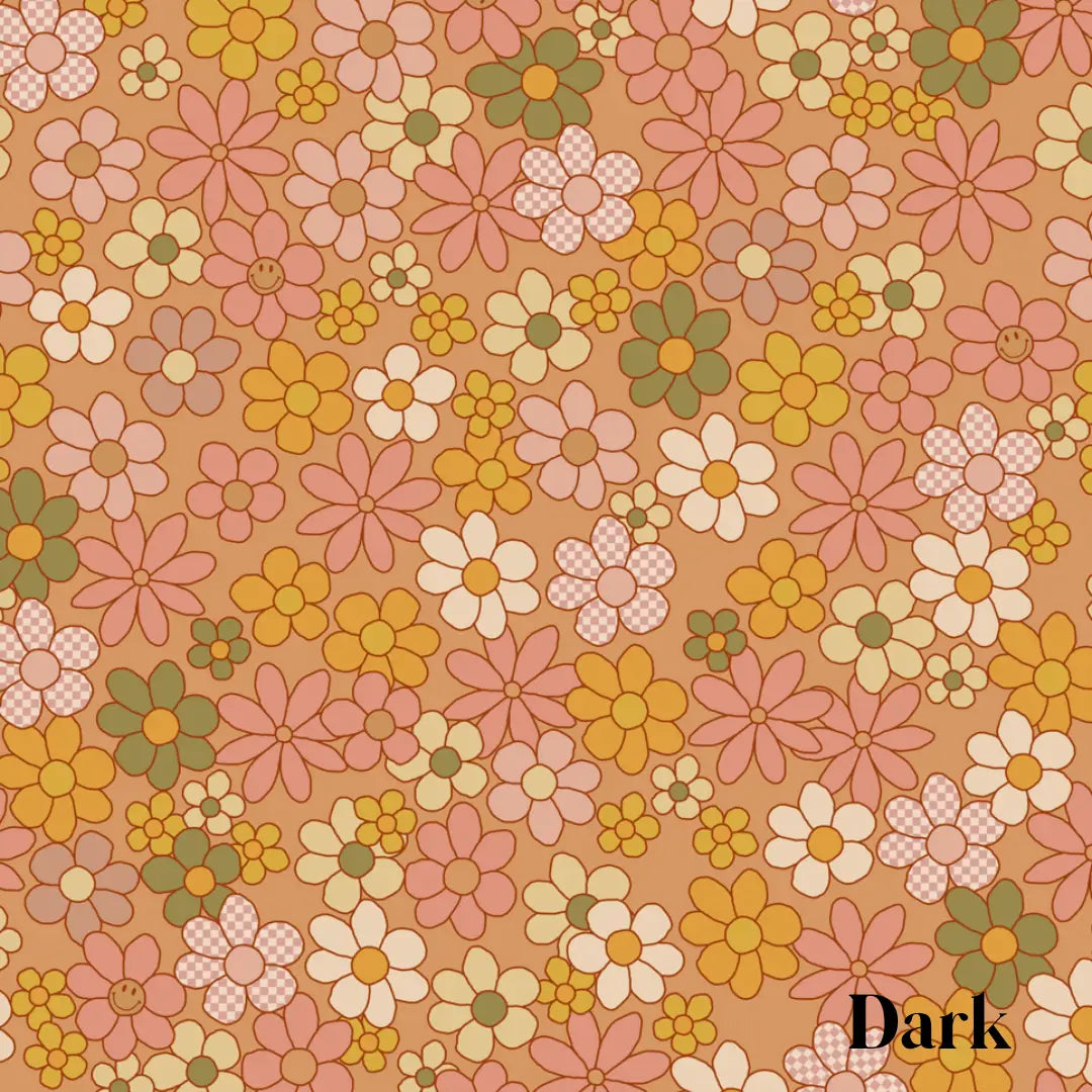 Quinny Wallpaper - Mod Flowers - by Thread Mama - Sample 1 foot by 1 foot / Dark - Loomwell Home Goods