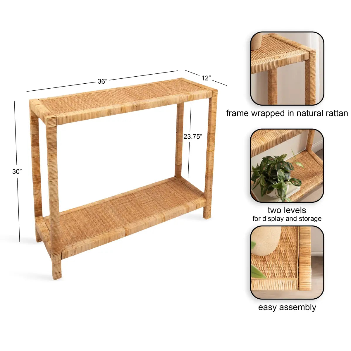 Rattan Console or Sofa Table - kateandlaurel
