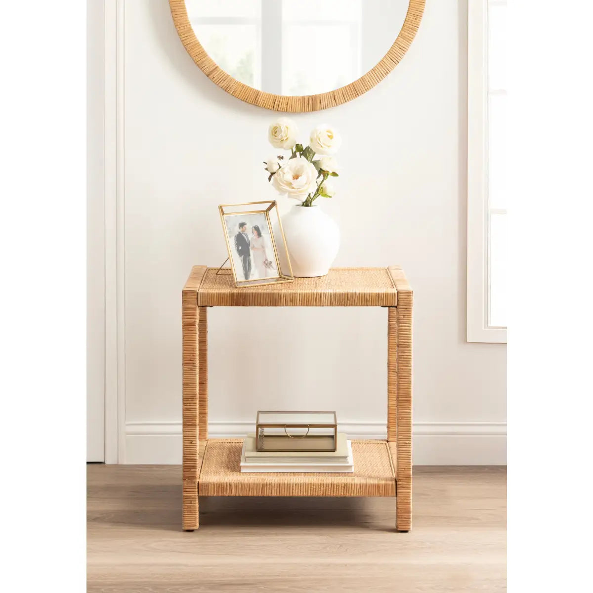 Rafina Rattan Rectangle Side Table - kateandlaurel