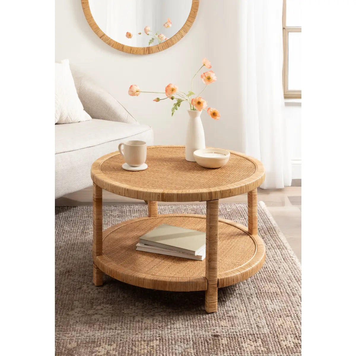 Rafina Rattan Round Coffee Table - kateandlaurel