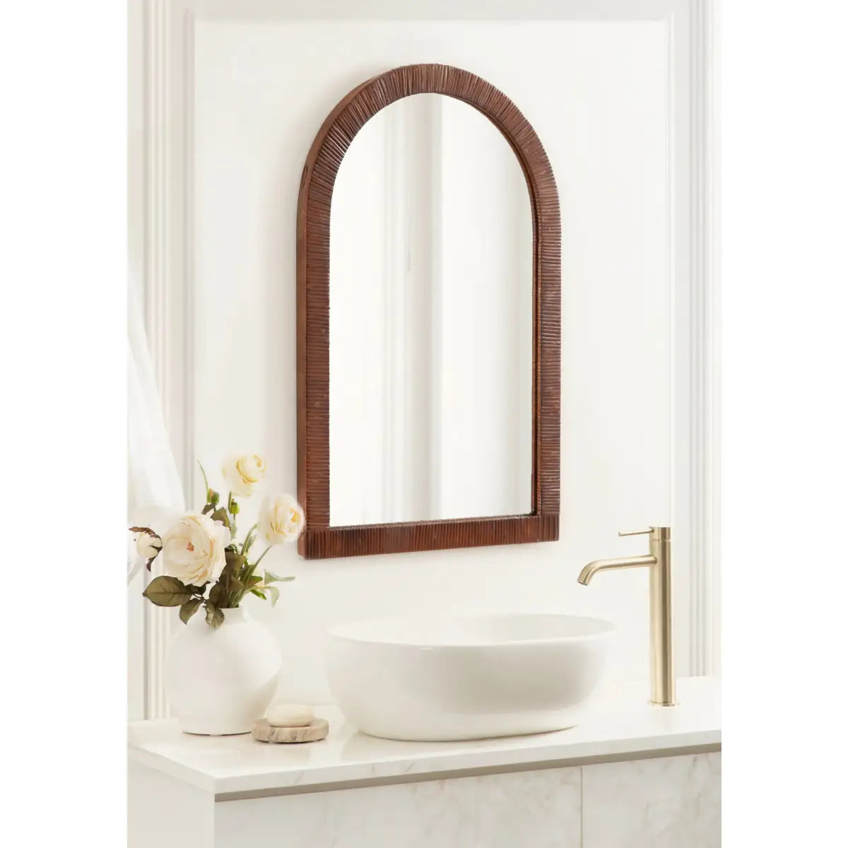 Rahfy Rattan Arch Framed Wall Mirror - kateandlaurel