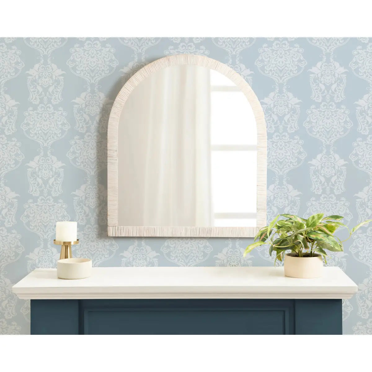 Rahfy Rattan Arch Framed Wall Mirror - kateandlaurel