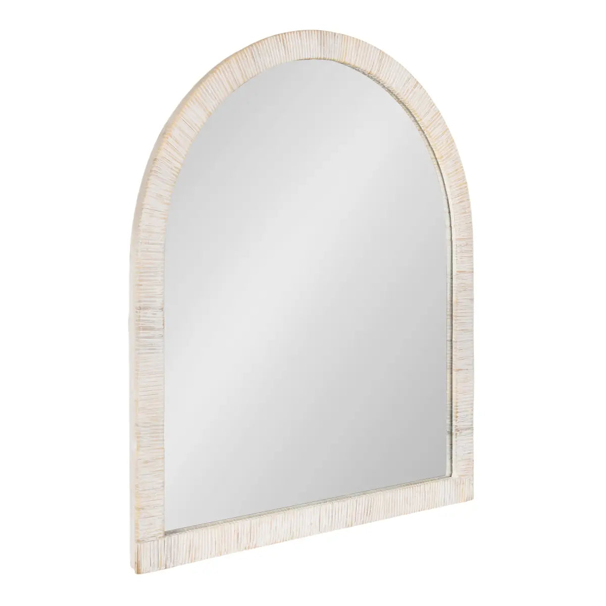 Rahfy Rattan Arch Framed Wall Mirror - White / 28x32 - kateandlaurel