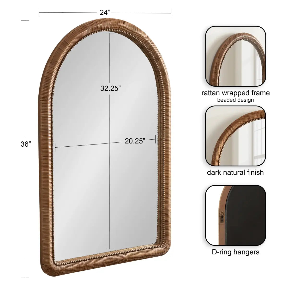 Beaded Arch Framed Wall Mirror - kateandlaurel