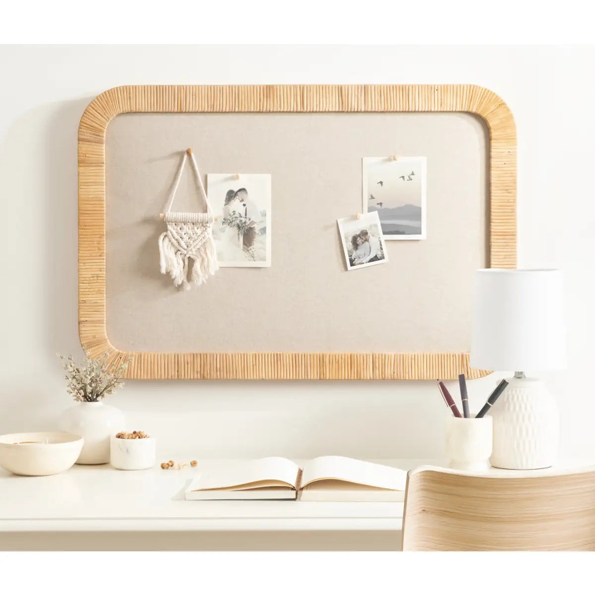 Rahfy Rattan Fabric Pinboard or Bulletin Board - kateandlaurel
