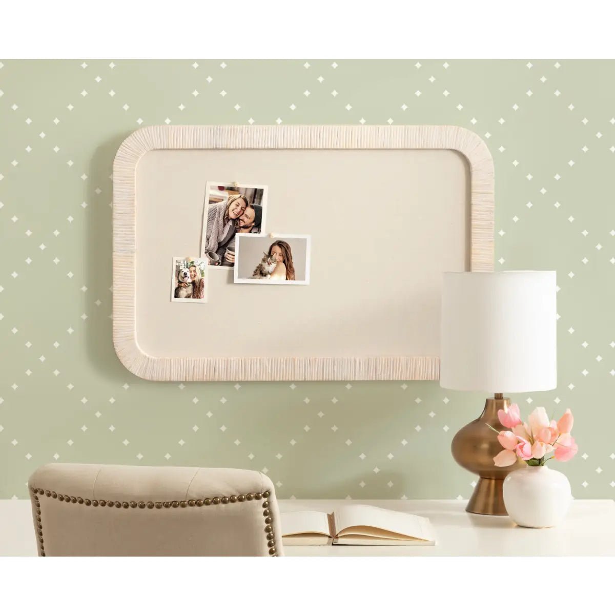Rahfy Rattan Fabric Pinboard or Bulletin Board - kateandlaurel