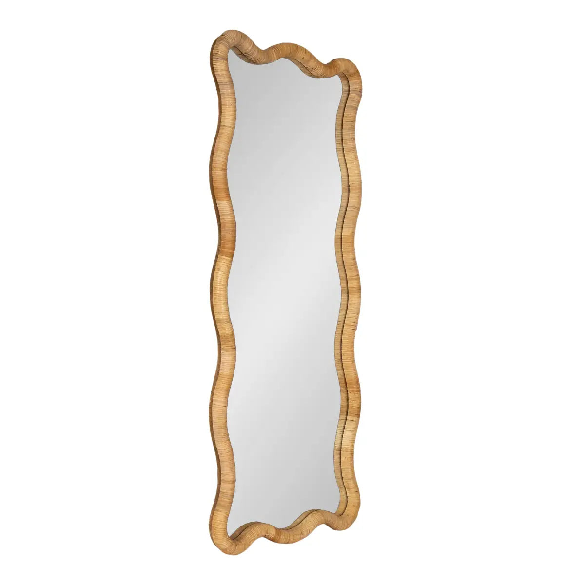 Rahfy Rattan Rectangle Scallop Mirror - Natural / 22x48 - kateandlaurel