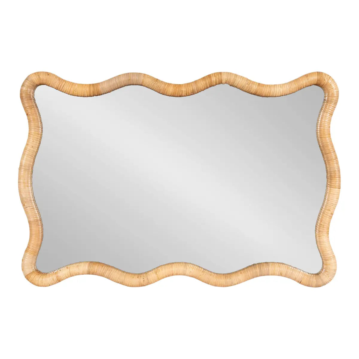Rahfy Rattan Rectangle Scallop Mirror - kateandlaurel