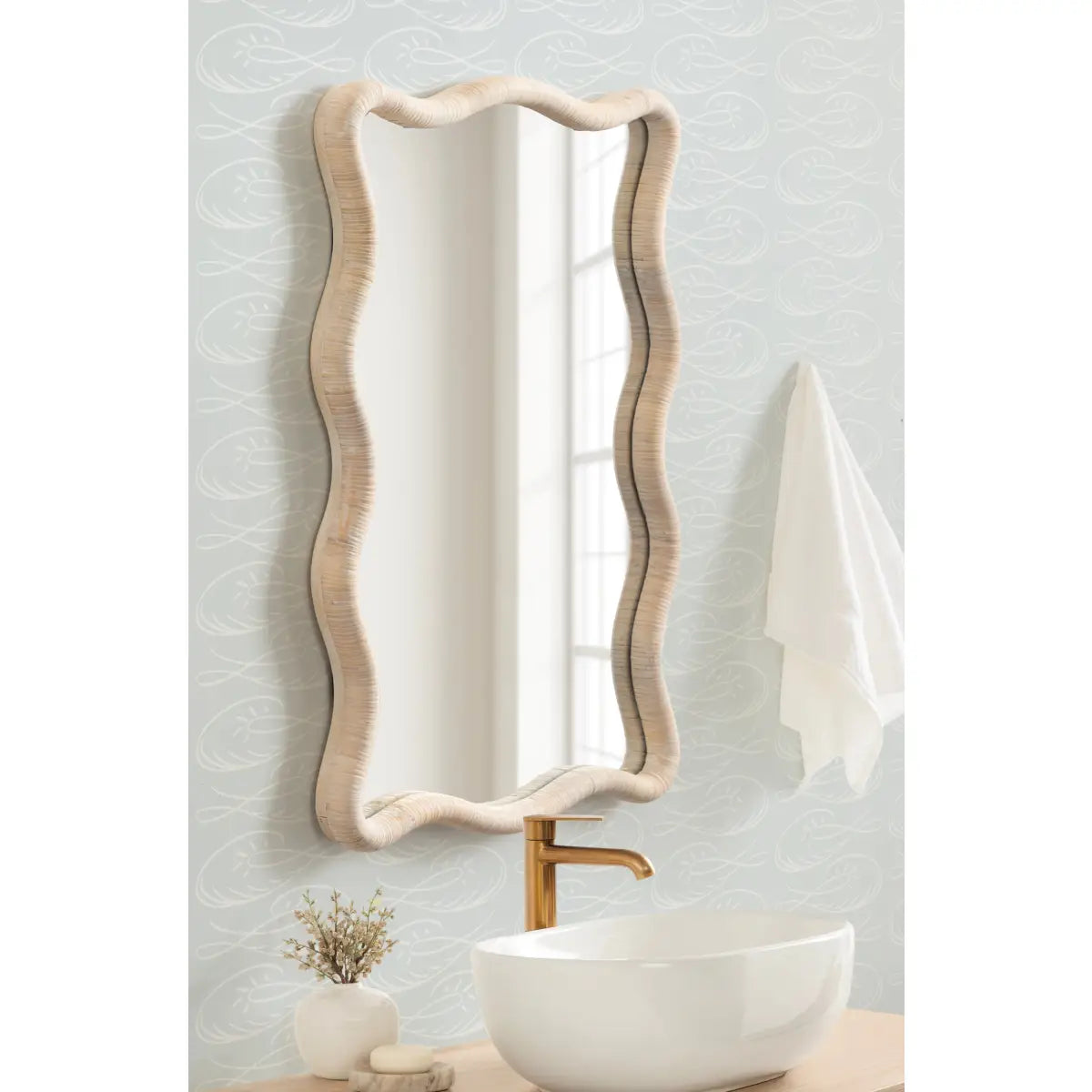 Rahfy Rattan Rectangle Scallop Mirror - kateandlaurel