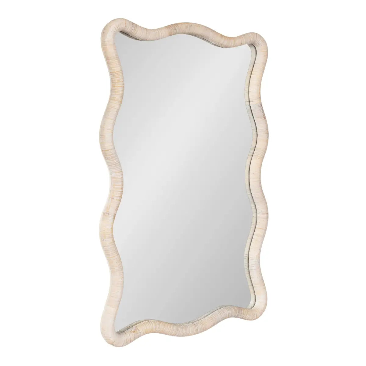 Rahfy Rattan Rectangle Scallop Mirror - White / 24x36 - kateandlaurel