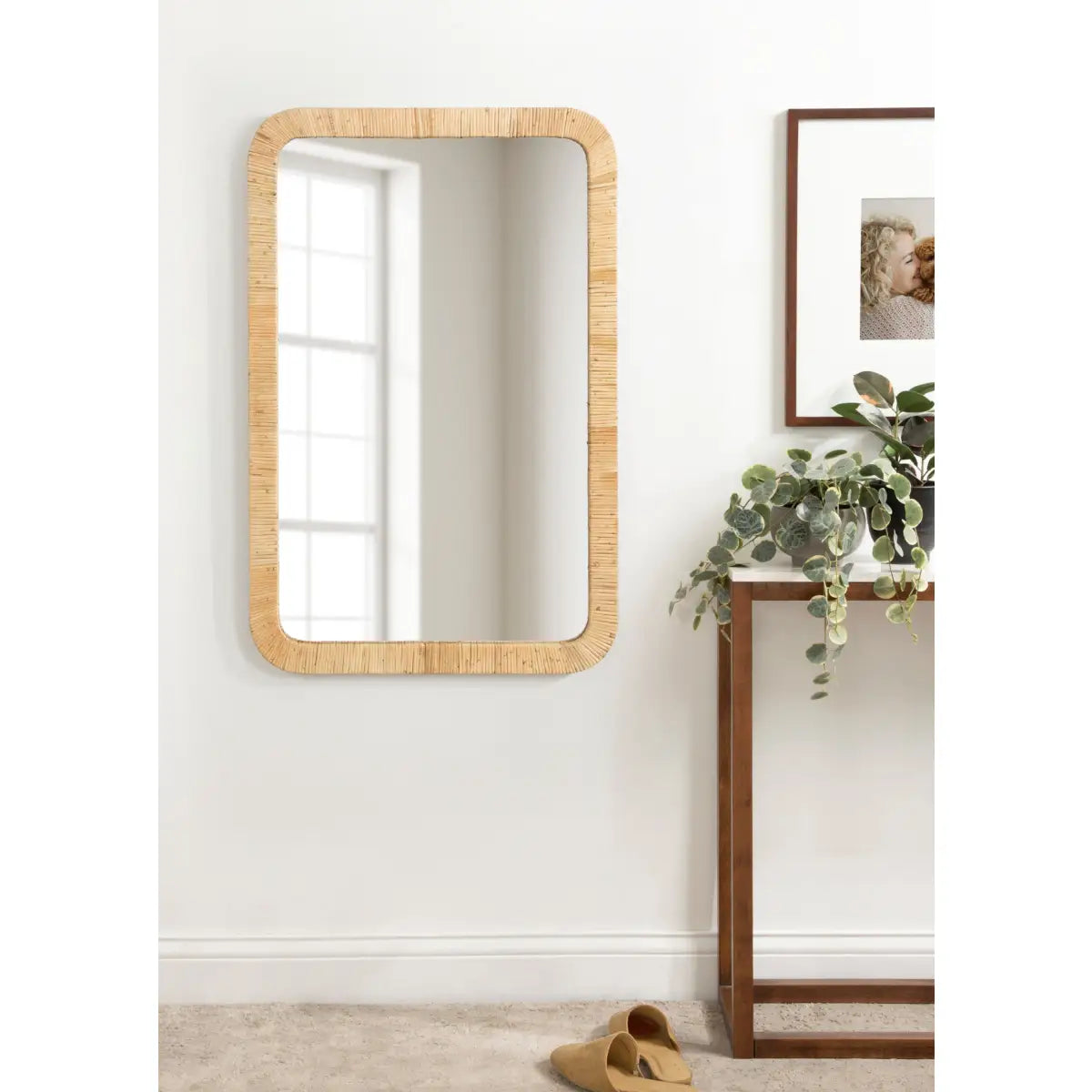 Rahfy Rectangle Rattan Wall Mirror - kateandlaurel