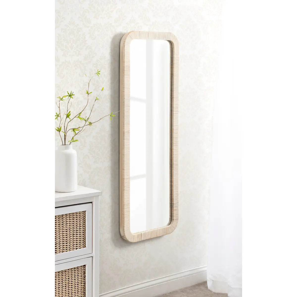 Rahfy Rectangle Rattan Wall Mirror - kateandlaurel