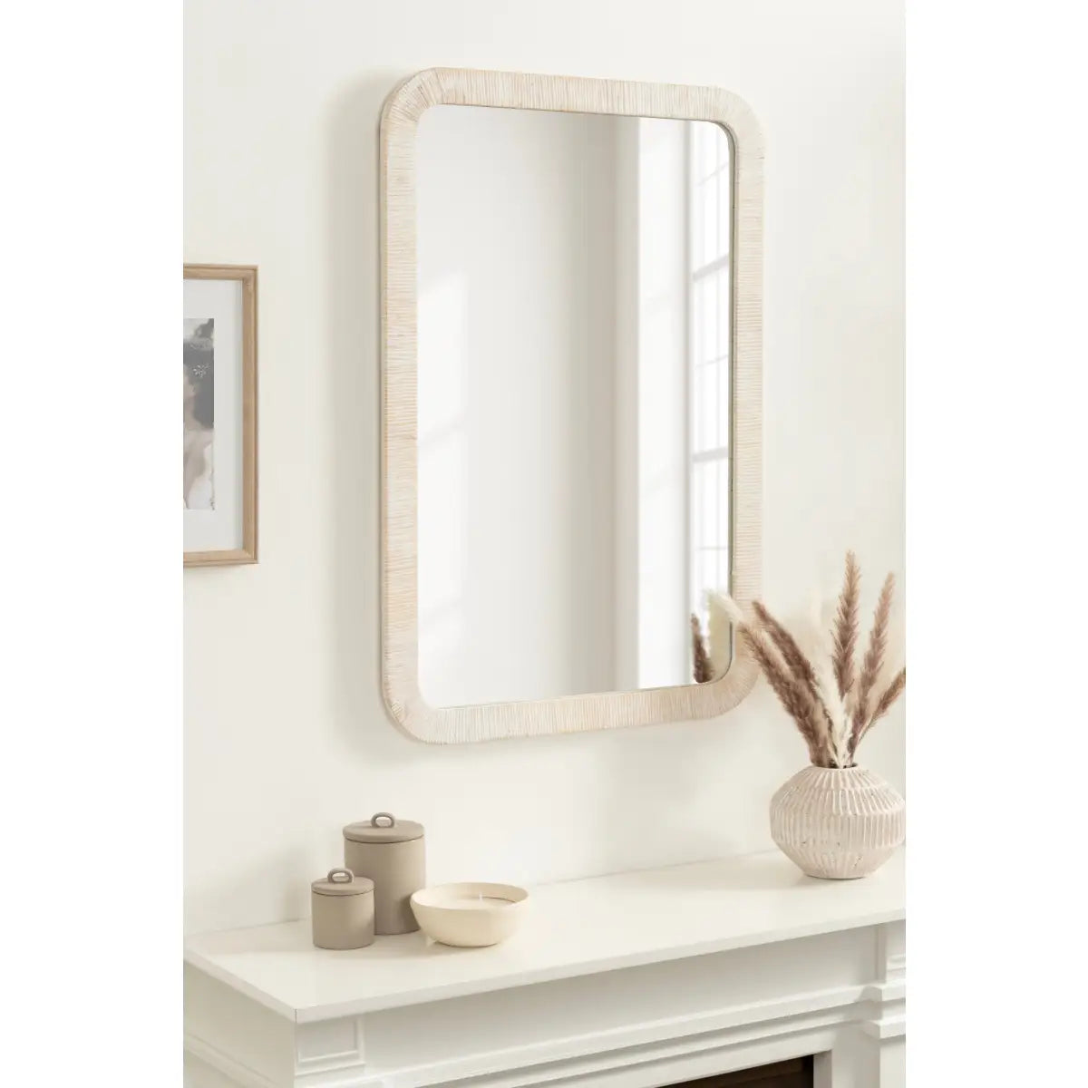 Rahfy Rectangle Rattan Wall Mirror - kateandlaurel