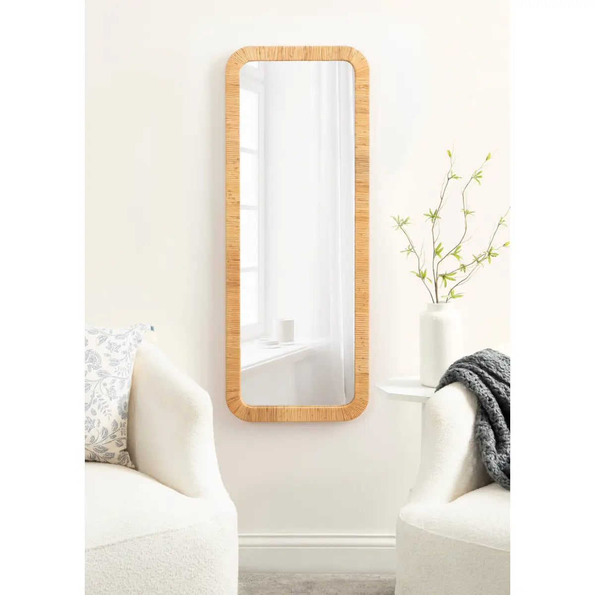 Rahfy Rectangle Rattan Wall Mirror - kateandlaurel