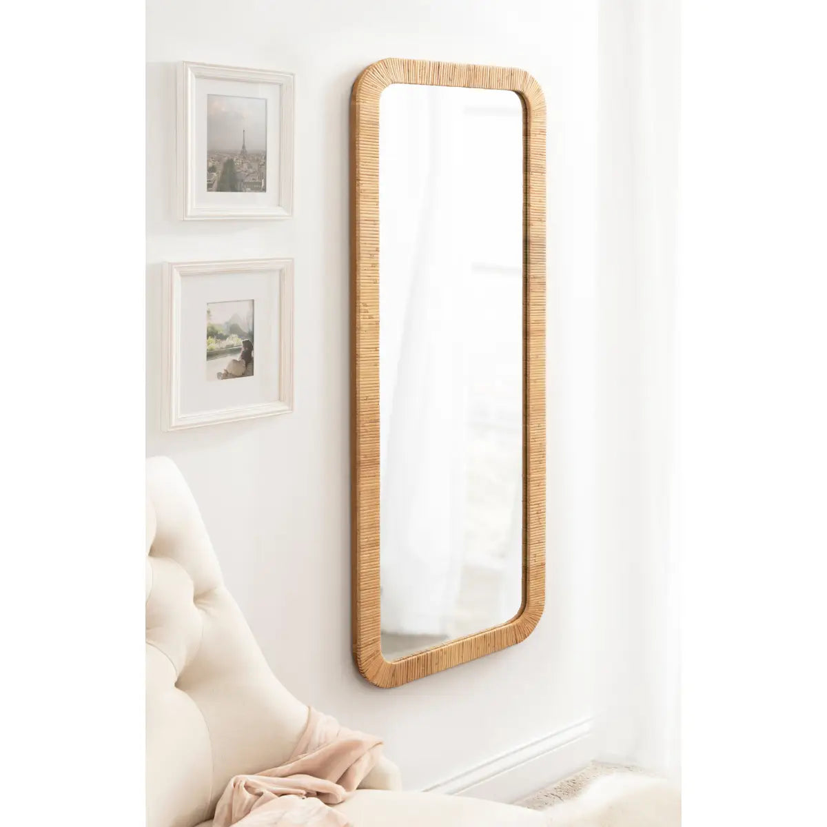 Rahfy Rectangle Rattan Wall Mirror - kateandlaurel