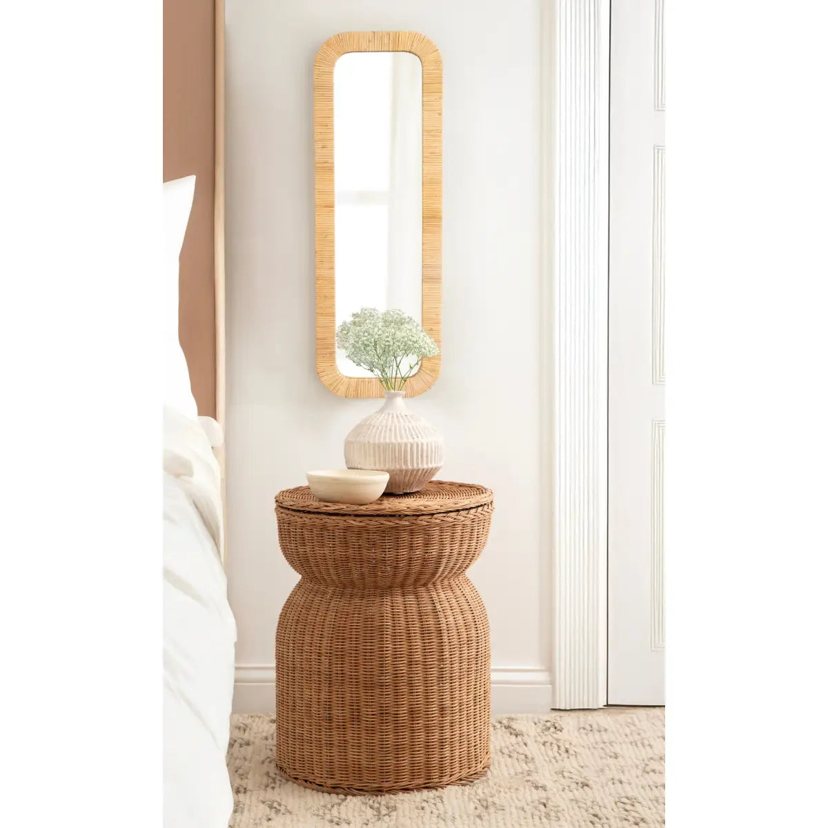 Rahfy Rectangle Rattan Wall Mirror - kateandlaurel