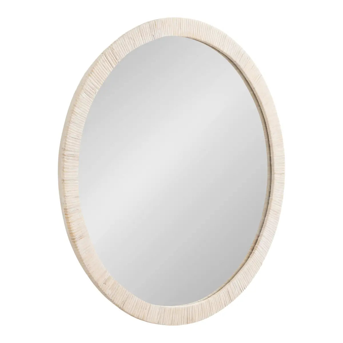 Rahfy Round Framed Wall Mirror - White - kateandlaurel