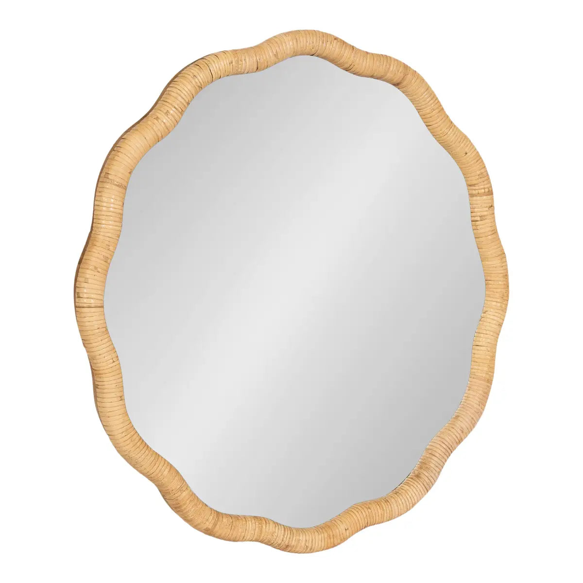 Rahfy Scallop Edge Rattan Wall Mirror - kateandlaurel