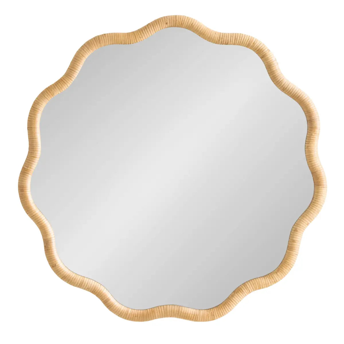 Rahfy Scallop Edge Rattan Wall Mirror - kateandlaurel