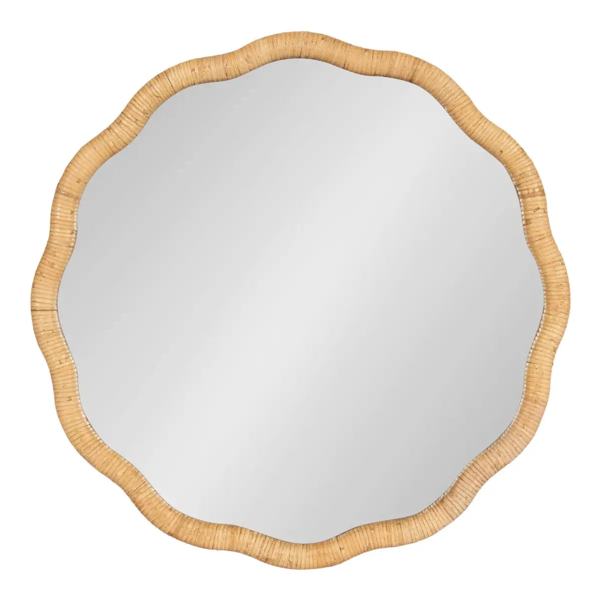 Rahfy Scallop Edge Rattan Wall Mirror - kateandlaurel