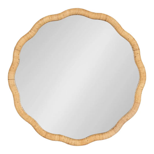 Rahfy Scallop Edge Rattan Wall Mirror - kateandlaurel