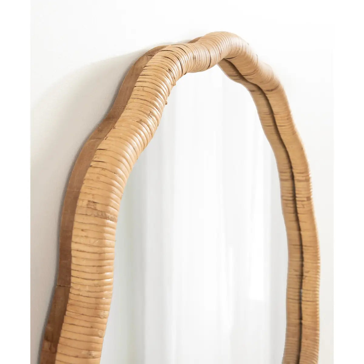 Rahfy Scallop Edge Rattan Wall Mirror - kateandlaurel