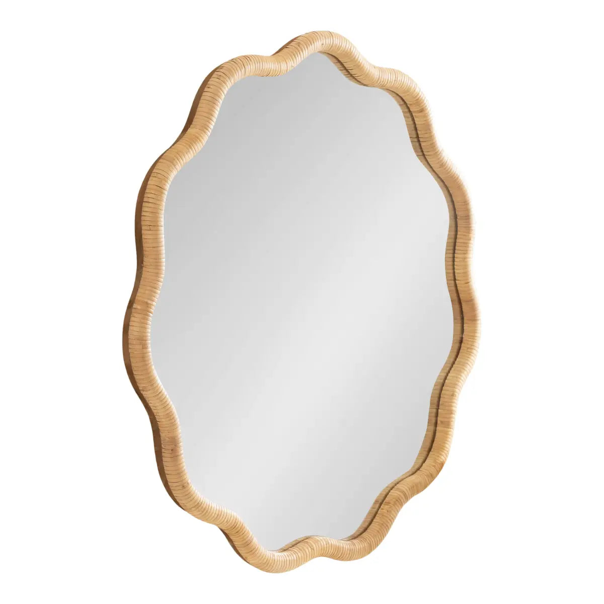 Rahfy Scallop Edge Rattan Wall Mirror - Natural / 32x32 - kateandlaurel
